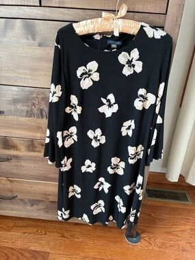 Tommy Hilfiger Black Floral Long-Sleeve Shift Dress